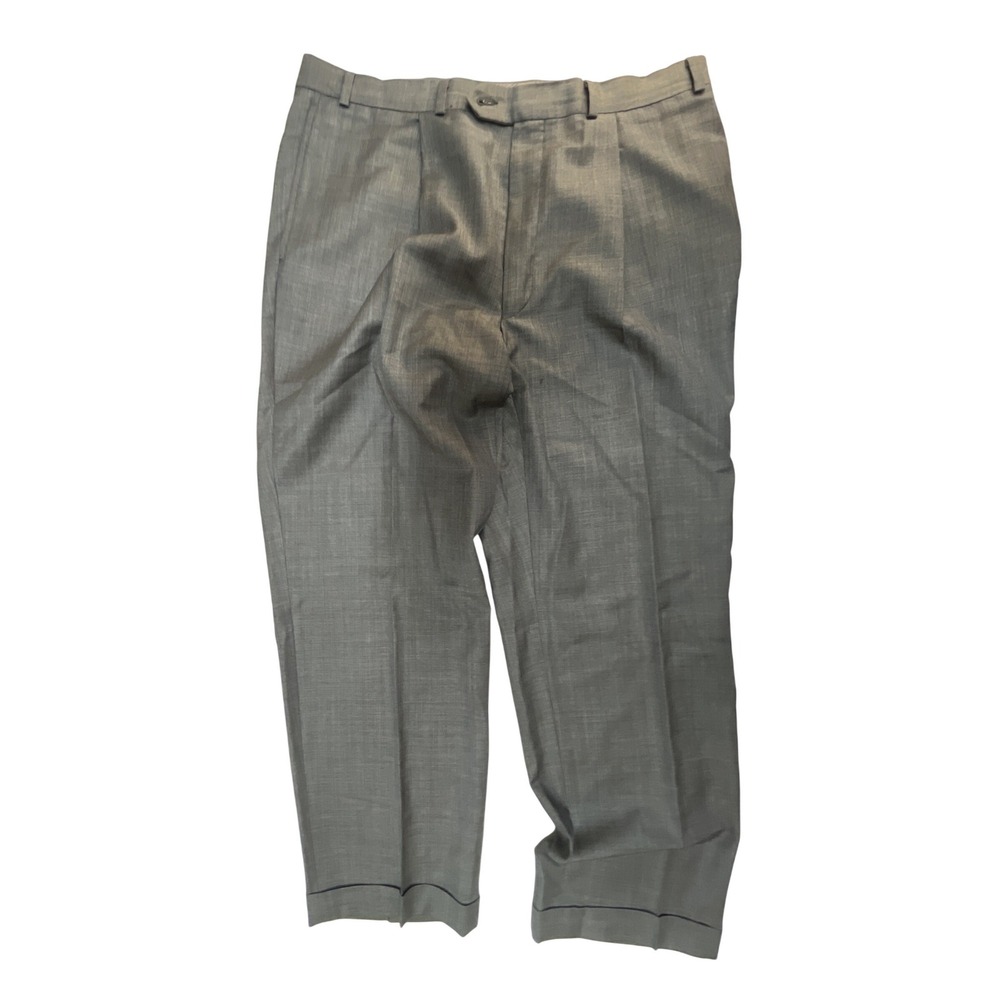 Calvin Klein‎ Mens Gray Pleated Cuffed Dress Pants Trousers 38x29